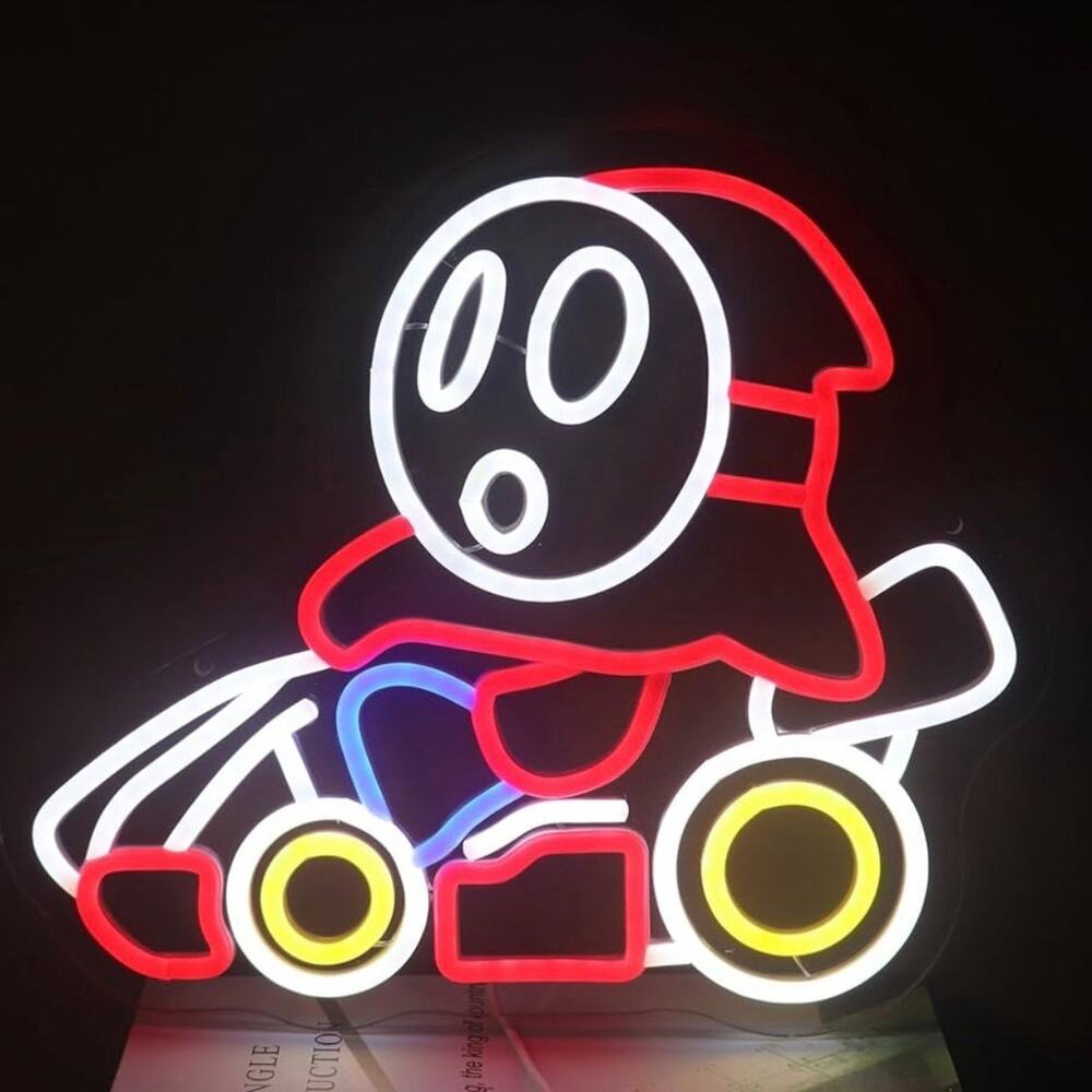 Shy Guy Neon Sign Super Mario Kart Night Light Room Wall Decor